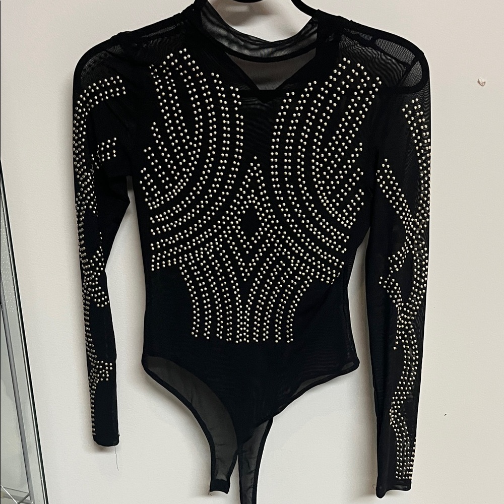 Black Embellished Bodysuit